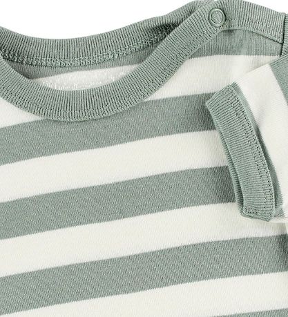 Katvig Bodysuit - s/s - White/Dusty Green Striped