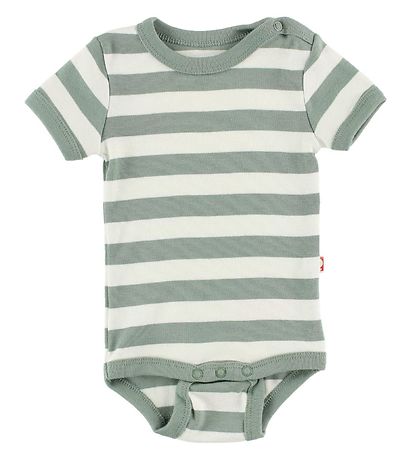 Katvig Bodysuit - s/s - White/Dusty Green Striped