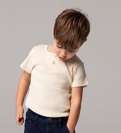 MarMar Stuttermabolur - Rib - Modal - Offwhite