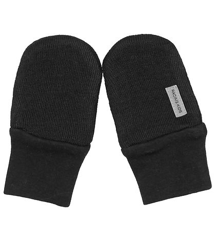 Racing Kids Mittens - Wool/Cotton - Black