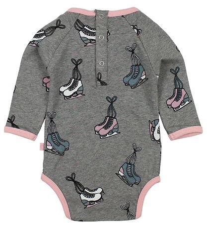 Småfolk Body l/ä - Graumeliert meliert m. Rollschuhe