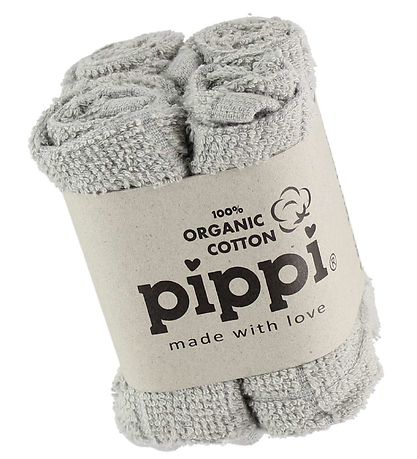 Pippi Baby Washcloths - 4-Pack - Light Grey