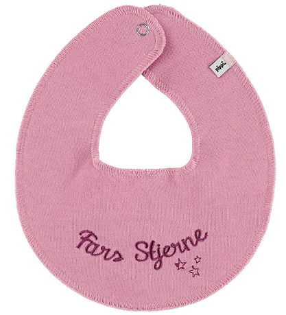 Pippi Baby Teething Bib - Round - Dark Pink w. Fars Stjerne