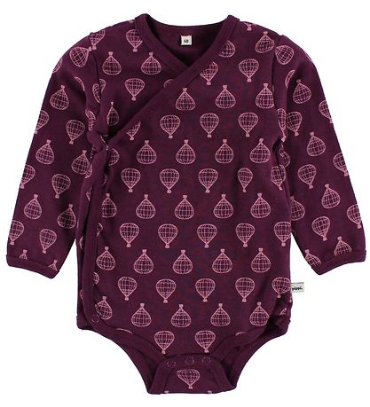 Pippi Wrap-Samfellur - 4 Pakki - Dökkfjólublátt/Bleikt M. Prenta