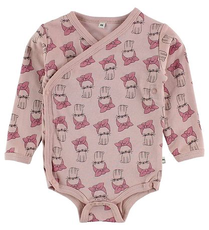 Pippi Wrap-Samfellur - 4 Pakki - Dökkfjólublátt/Bleikt M. Prenta
