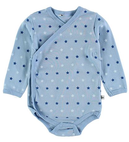 Pippi Baby Wikkel-Rompers - 4-pack - Blauw/grijs m. Print