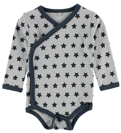Pippi Baby Wikkel-Rompers - 4-pack - Blauw/grijs m. Print