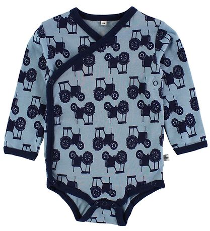 Pippi Baby Wikkel-Rompers - 4-pack - Blauw/grijs m. Print