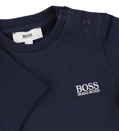 BOSS Stuttermabolur - Dökkblátt M. Lógó