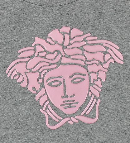 Young Versace T-Shirt - Graumeliert m. Rosa Medusa