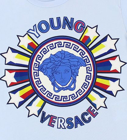 Young Versace T-Shirt - Hellblau m. Logo/Sternen