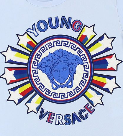 Young Versace Stuttermabolur - Ljósblátt M. Lógó/Stjörnur