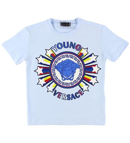 Young Versace Stuttermabolur - Ljósblátt M. Lógó/Stjörnur