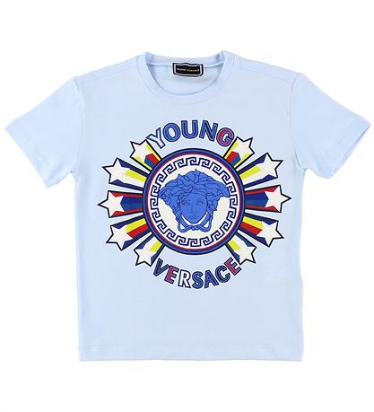 Young Versace T-Shirt - Hellblau m. Logo/Sternen