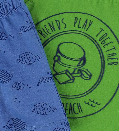 Ensemble de Shorts Color Kids - Naung - Vert/Bleu av. Poisson