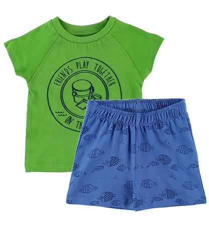 Ensemble de Shorts Color Kids - Naung - Vert/Bleu av. Poisson