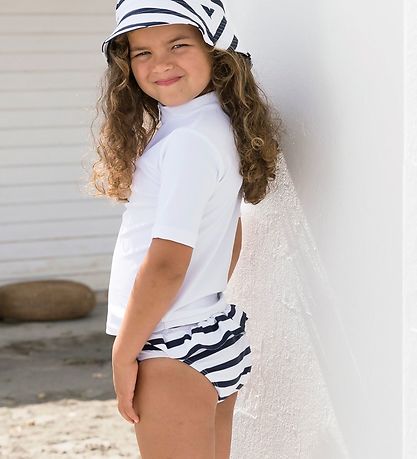 Petit Crabe Bikini Bottom - Zoe - UV50+ - White/Navy Striped