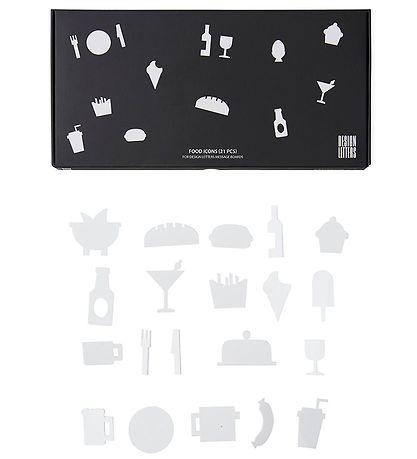 Design Letters Icons - Food - White
