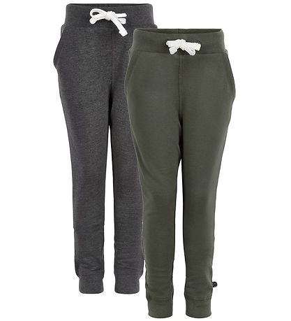 Minymo Joggingbroek - 2-pack - Antraciet Grijs/Army