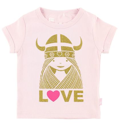 Danefæ Stuttermabolur - DaneAlva - Ljós bleikur M. Love Freja