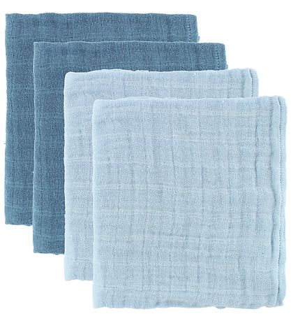 Pippi Baby Muslinfiltar - 65x65 cm - 4-pack - Blå/Ljusblå
