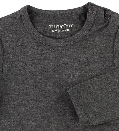 Minymo Bodysuit L/S - Bamboo - Charcoal