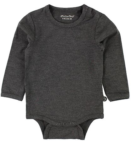 Minymo Romper l/s - Bamboe - Antraciet Grijs