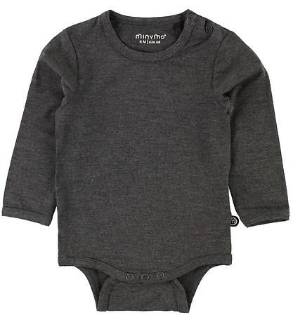 Minymo Bodysuit L/S - Bamboo - Charcoal