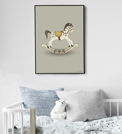 Vissevasse Veggspjald - 30x40 - Rocking Horse - Ljósgrátt