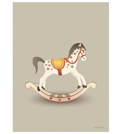 Vissevasse Veggspjald - 30x40 - Rocking Horse - Ljósgrátt
