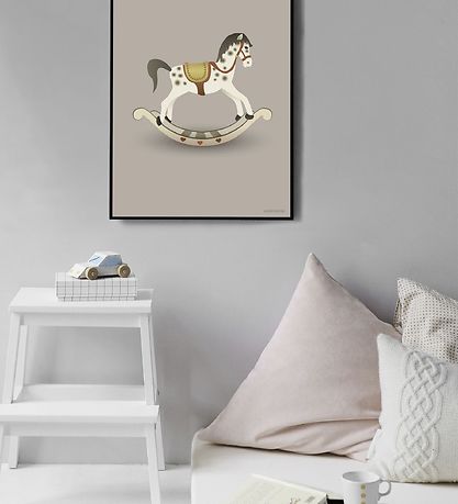 Vissevasse Veggspjald - 30x40 - Rocking Horse - Bleikt