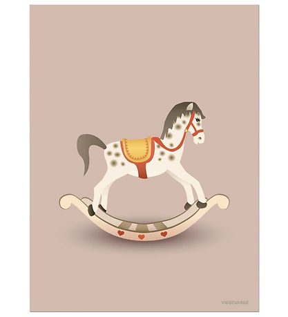 Vissevasse Veggspjald - 30x40 - Rocking Horse - Bleikt