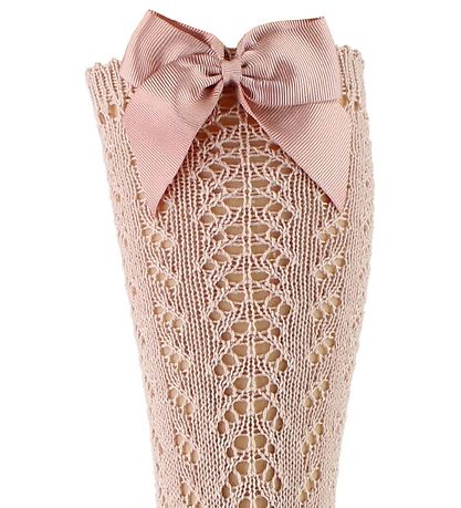 Condor Knee High Socks w. Bow - Knitted - Dusty Rose