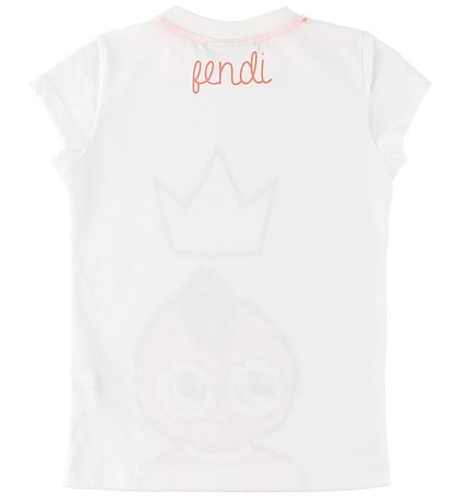 Fendi Kids Stuttermabolur - Hvítt M. FendiRumi/Gull kóróna