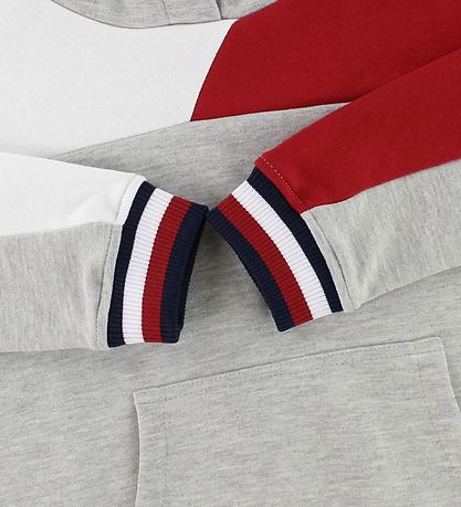 Tommy Hilfiger Kapuzenpullover - Graumeliert m. Rot/Weiß
