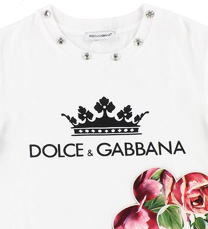 Dolce & Gabbana Stuttermabolur - Hvítt M. Blóm