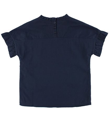 Tommy Hilfiger Stuttermabolur - Dökkblátt M. Riffluð brún