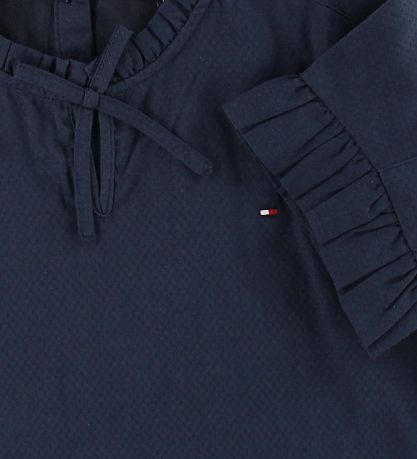 Tommy Hilfiger Stuttermabolur - Dökkblátt M. Riffluð brún