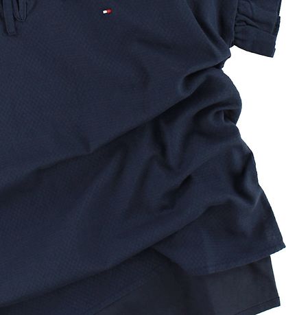Tommy Hilfiger Stuttermabolur - Dökkblátt M. Riffluð brún