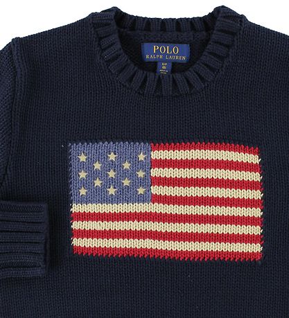 Polo Ralph Lauren Blouse - Knitted - Navy w. Flag