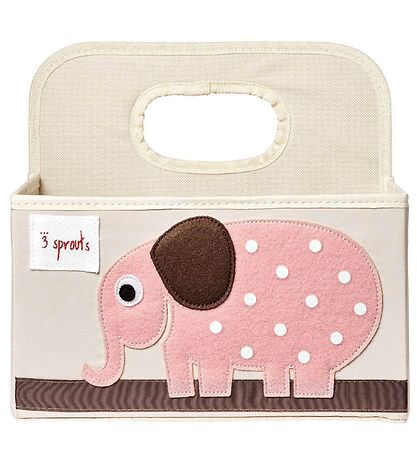 3 Sprouts Oppbevaringskurv m. Håndtak - 25x28x26 - Elefant