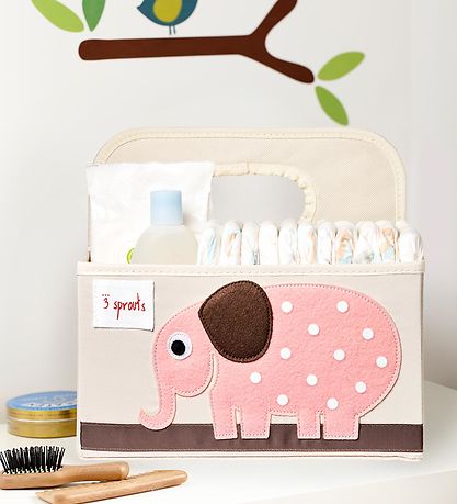 3 Sprouts Oppbevaringskurv m. Håndtak - 25x28x26 - Elefant