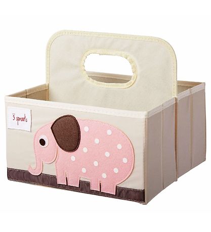 3 Sprouts Oppbevaringskurv m. Håndtak - 25x28x26 - Elefant