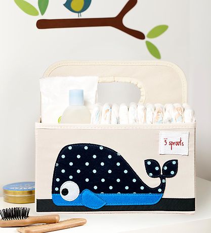3 Sprouts Storage Basket w. Handle - 25x28x26 - Whale