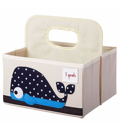 3 Sprouts Storage Basket w. Handle - 25x28x26 - Whale