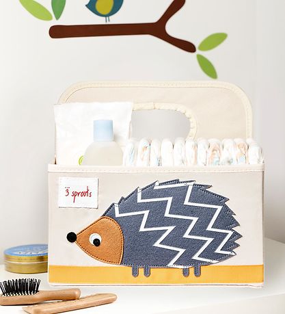 3 Sprouts Storage Basket w. Handle - 25x28x26 - Hedgehog