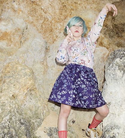 Christina Rohde Skirt - Dark Purple w. Glitter Flowers