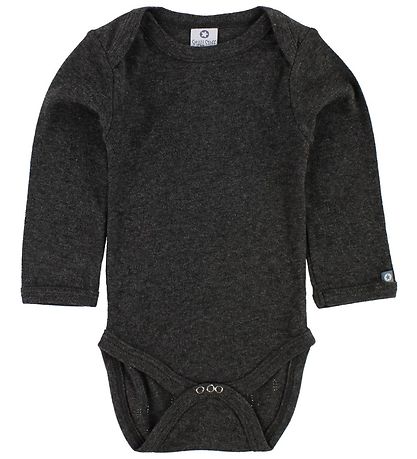 Smallstuff Bodysuit l/s - Charcoal Melange w. Elephants