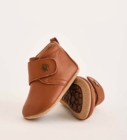 Bisgaard Skinntofflor - Cognac m. Stjärna