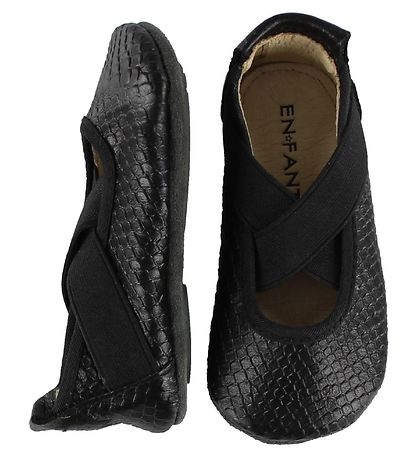 En Fant Ballerina Slippers - Black w. Snakeskin